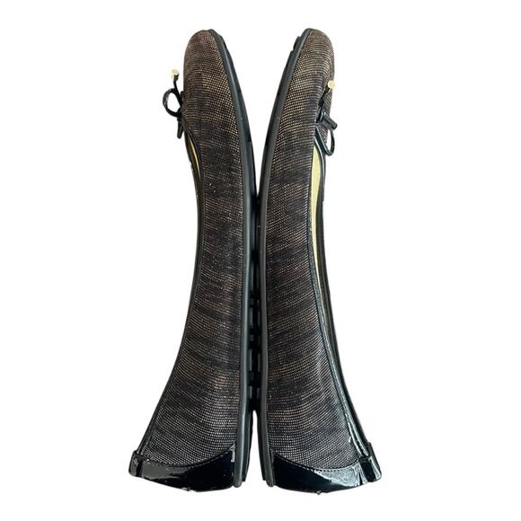 Jimmy Choo Women’s Round Toe Zebra Metallic Plisse Stripe Black Ballet Flats - Picture 8 of 11